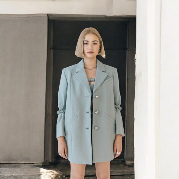 NWT GANNI OVERSIZED SUIT JACKET GREEN BAY